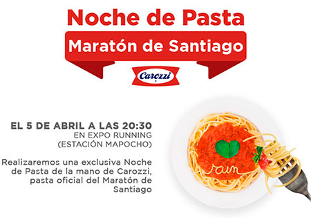Maratón de Santiago tendrá Noche de Pastas benéfica
