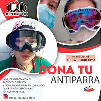 Pilotos llaman a donar antiparras deportivas para que doctores se protejan del coronavirus