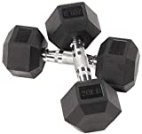 BalanceFrom Mancuernas hexagonales de goma en pares o individuales, color negro